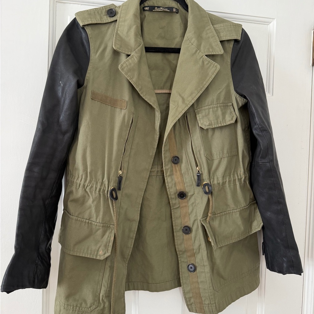 Green and Black Military Style Jacket- Leara Woman Premium Denimwear Collection